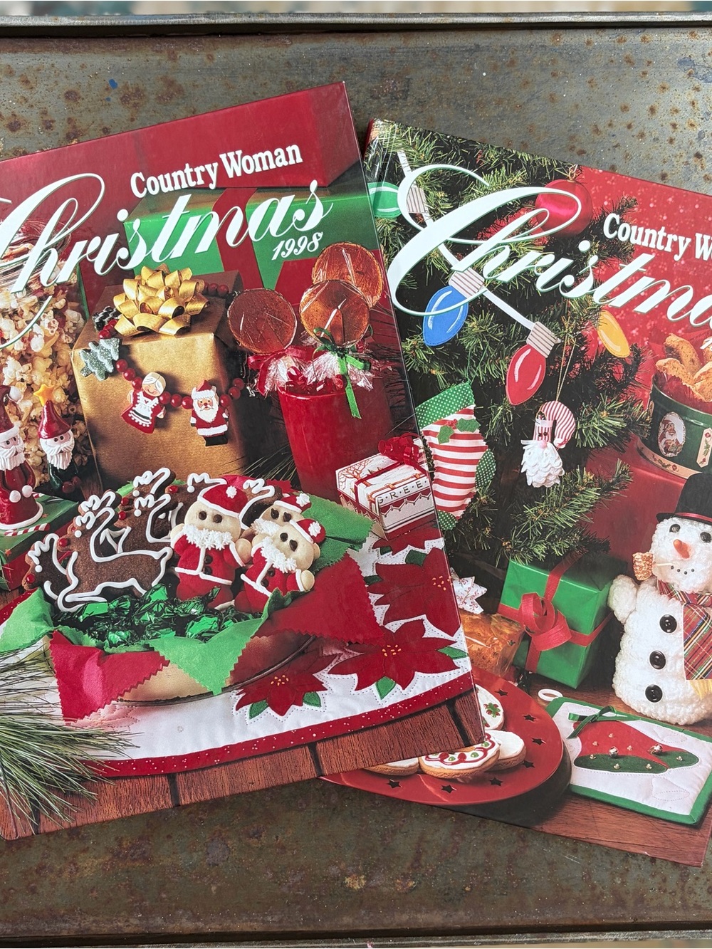 Vintage Country Woman Christmas Books Bundle Lot 1998 1999 Crafts Recipes Decor